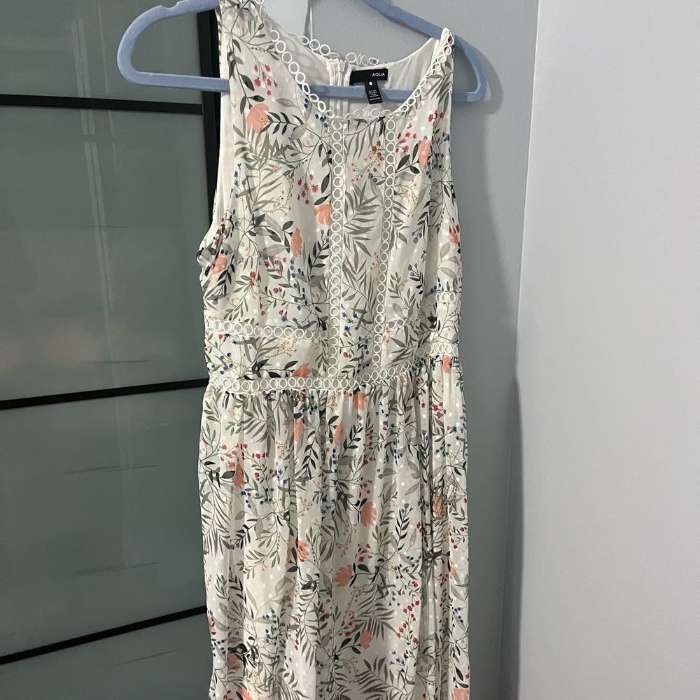 Aqua Floral Summer Midi dress.